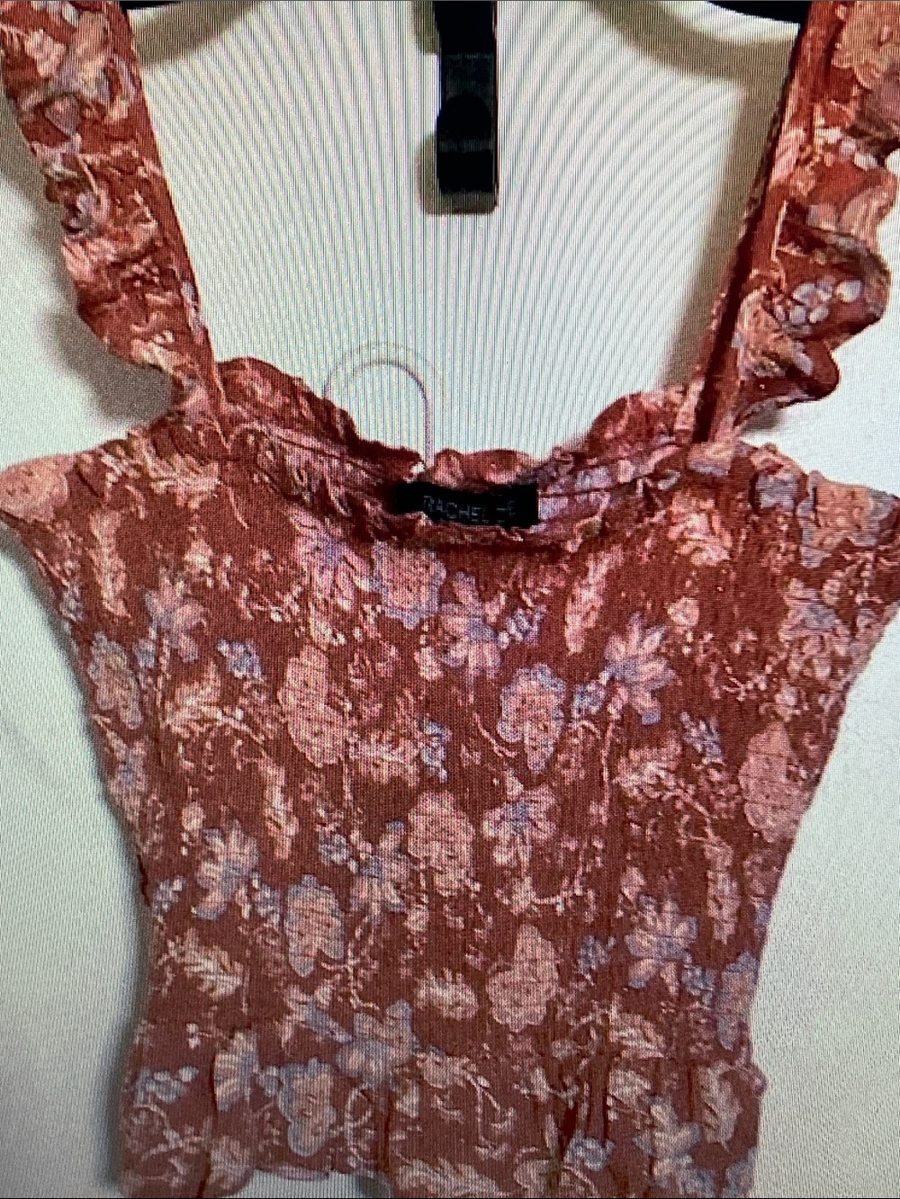 Rachel Zoe Rust Pink Floral Ruffle Camisole